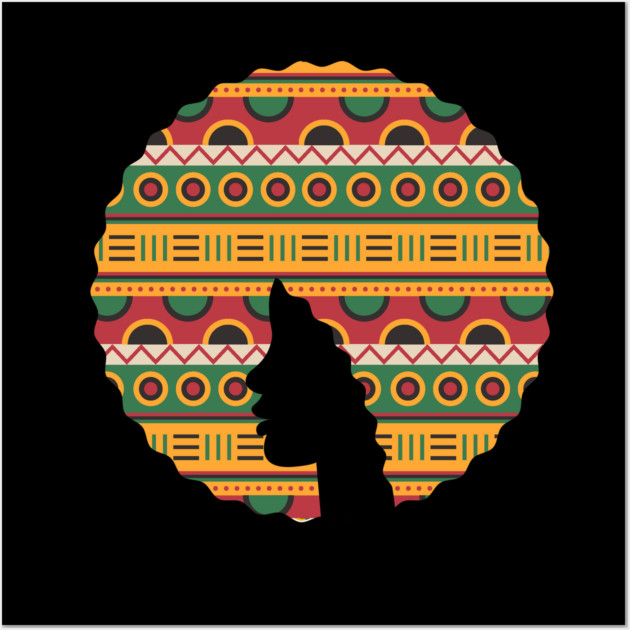 Afro Hair Woman with African Pattern, Black History Wall Art by logiamerch
