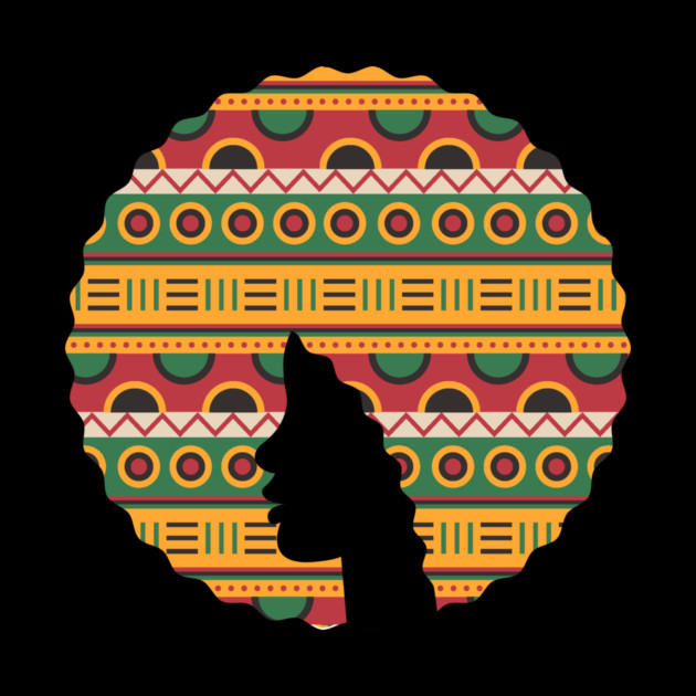 Afro Hair Woman with African Pattern, Black History by logiamerch