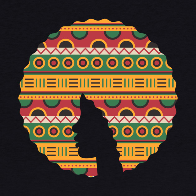 Afro Hair Woman with African Pattern, Black History by logiamerch