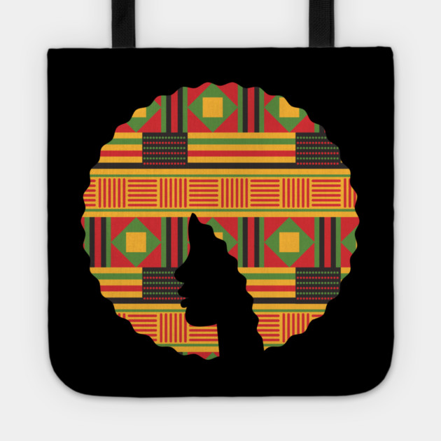Afro Hair Woman with African Pattern, Black History Tote by logiamerch