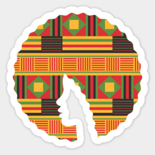 Afro Hair Woman with African Pattern, Black History Sticker