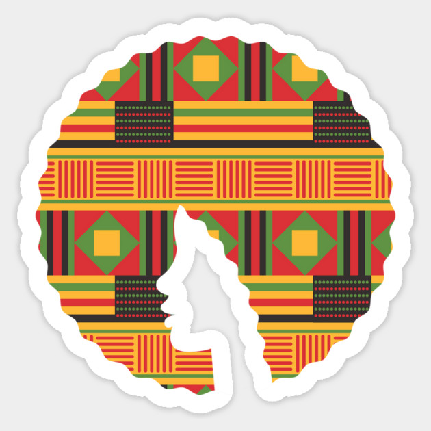 Afro Hair Woman with African Pattern, Black History Sticker by logiamerch