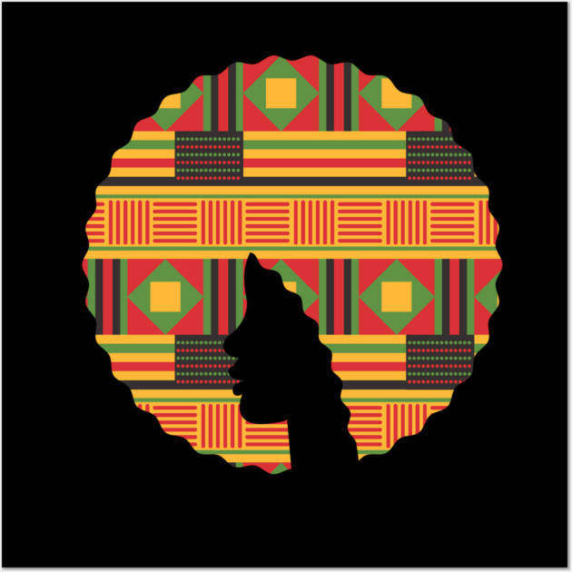 Afro Hair Woman with African Pattern, Black History Wall Art by logiamerch