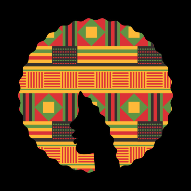 Afro Hair Woman with African Pattern, Black History by logiamerch