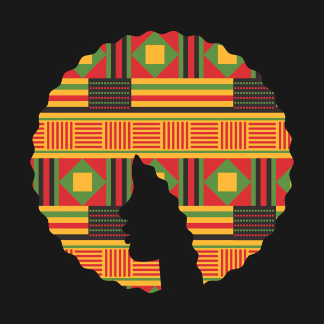 Afro Hair Woman with African Pattern, Black History by logiamerch
