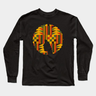 Afro Hair Woman with African Pattern, Black History Long Sleeve T-Shirt