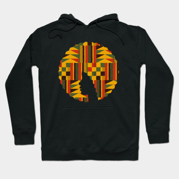 Afro Hair Woman with African Pattern, Black History Hoodie by logiamerch