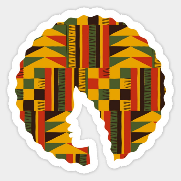 Afro Hair Woman with African Pattern, Black History Sticker by logiamerch