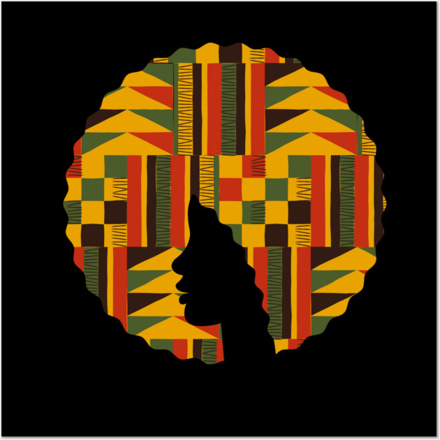 Afro Hair Woman with African Pattern, Black History Wall Art by logiamerch
