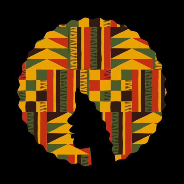 Afro Hair Woman with African Pattern, Black History by logiamerch