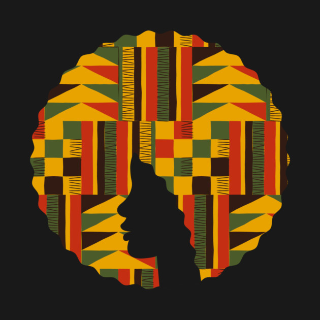 Afro Hair Woman with African Pattern, Black History by logiamerch