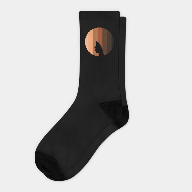 Afro Hair Woman with African Melanin Shades, Black History Socks by logiamerch