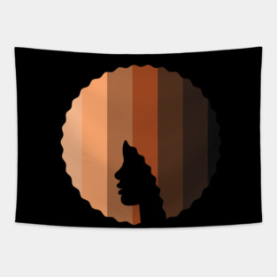 Afro Hair Woman with African Melanin Shades, Black History Tapestry
