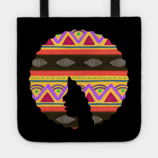 Afro Hair Woman with African Pattern, Black History Tote
