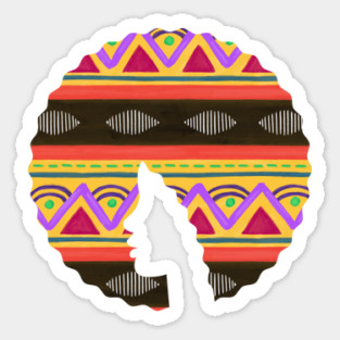 Afro Hair Woman with African Pattern, Black History Sticker