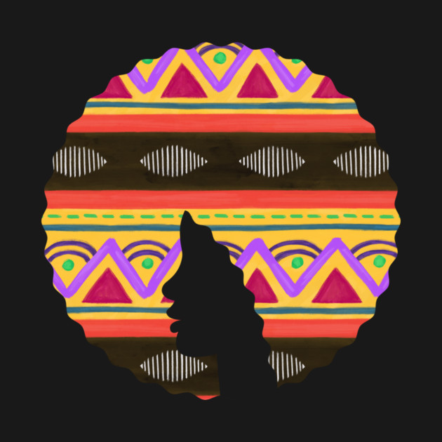 Afro Hair Woman with African Pattern, Black History by logiamerch