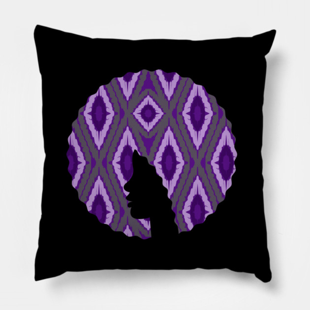 Afro Hair Woman with African Pattern, Black History Pillow by logiamerch