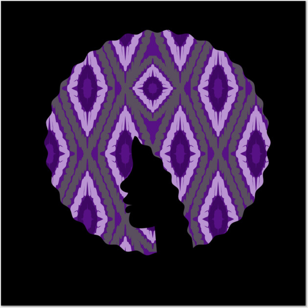 Afro Hair Woman with African Pattern, Black History Wall Art by logiamerch