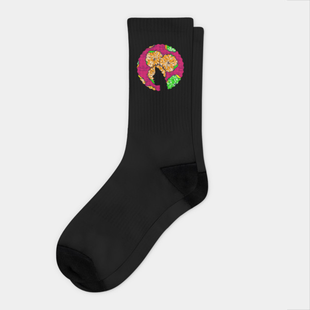 Afro Hair Woman with African Pattern, Black History Socks by logiamerch