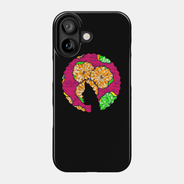 Afro Hair Woman with African Pattern, Black History Phone Case by logiamerch