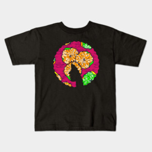 Afro Hair Woman with African Pattern, Black History Kids T-Shirt