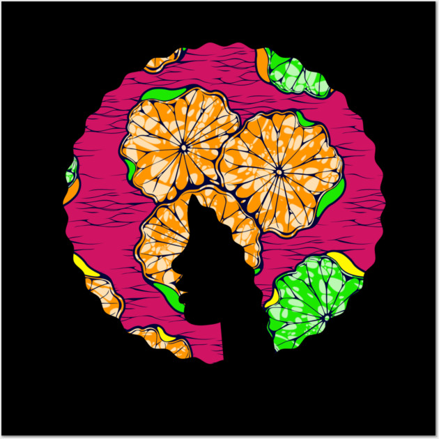 Afro Hair Woman with African Pattern, Black History Wall Art by logiamerch