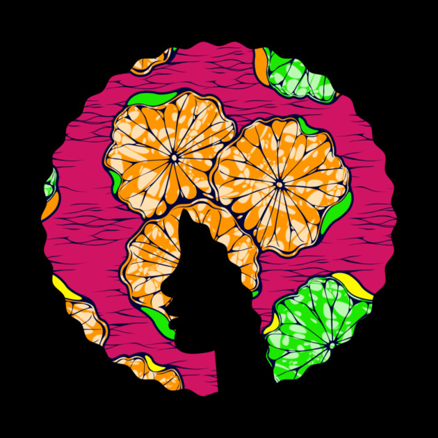 Afro Hair Woman with African Pattern, Black History by logiamerch