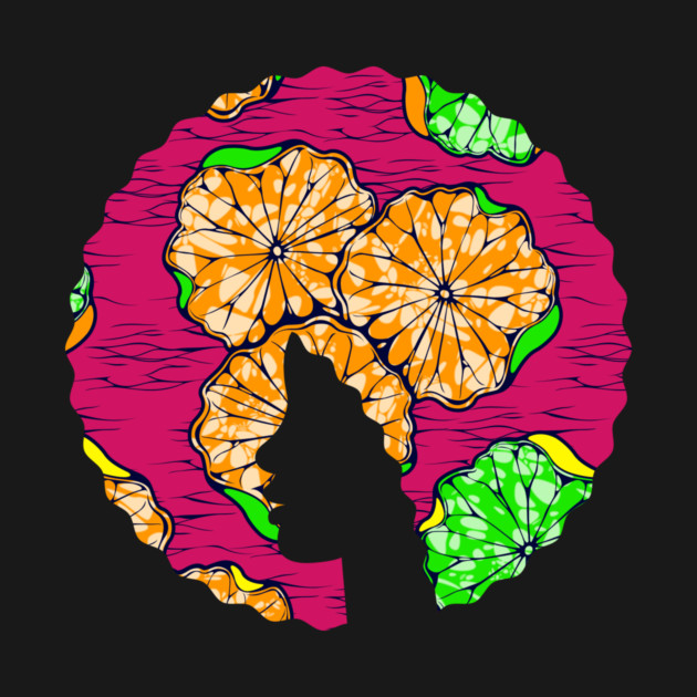 Afro Hair Woman with African Pattern, Black History by logiamerch