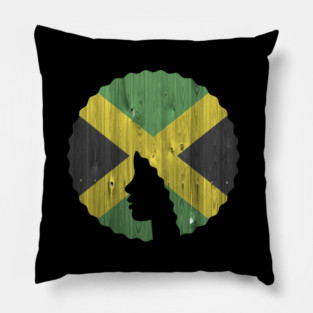 Afro Hair Woman with Jamaican, Black History Pillow
