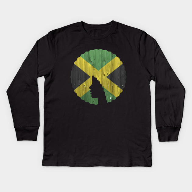 Afro Hair Woman with Jamaican, Black History Kids Long Sleeve T-Shirt by logiamerch