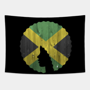 Afro Hair Woman with Jamaican, Black History Tapestry