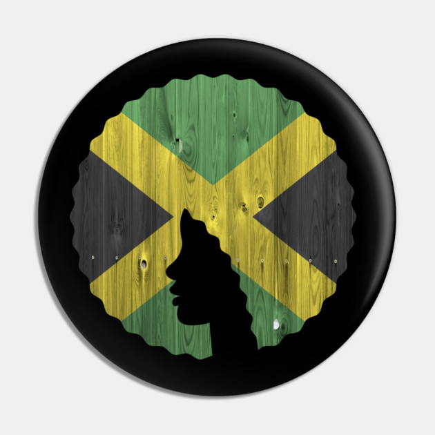 Afro Hair Woman with Jamaican, Black History Pin by logiamerch