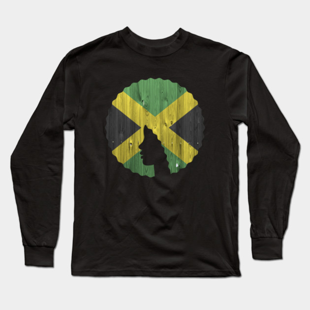 Afro Hair Woman with Jamaican, Black History Long Sleeve T-Shirt by logiamerch