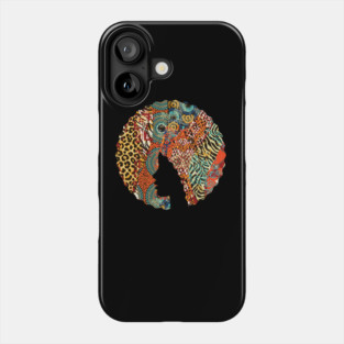 Afro Hair Woman with Animal African Pattern, Black History Phone Case