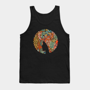 Afro Hair Woman with Animal African Pattern, Black History Tank Top
