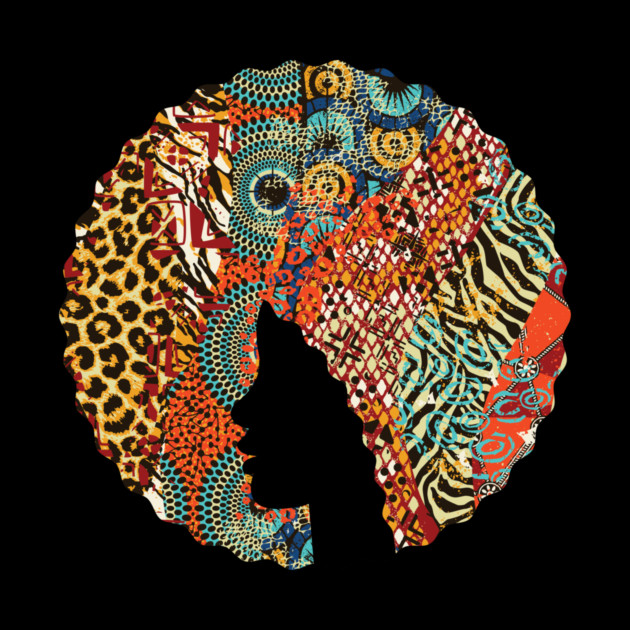 Afro Hair Woman with Animal African Pattern, Black History by logiamerch