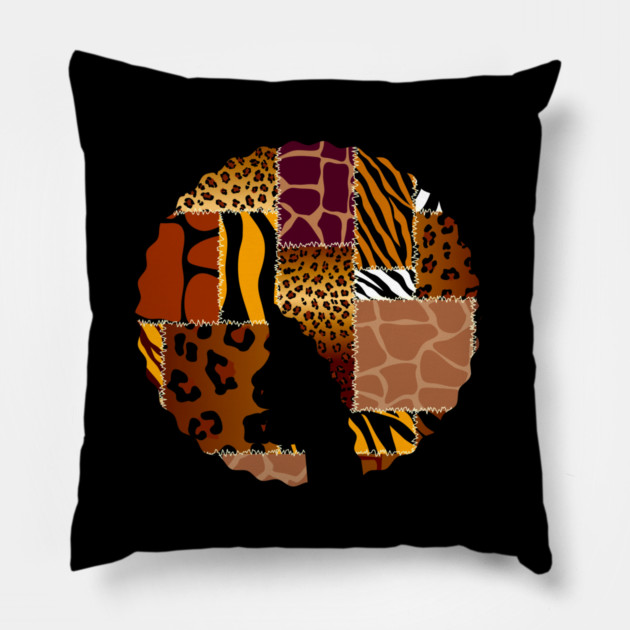 Afro Hair Woman with Animal African Pattern, Black History Pillow by logiamerch