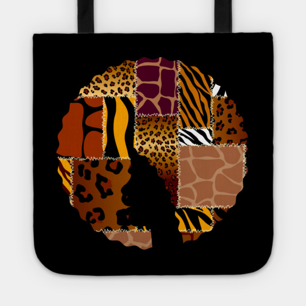 Afro Hair Woman with Animal African Pattern, Black History Tote by logiamerch