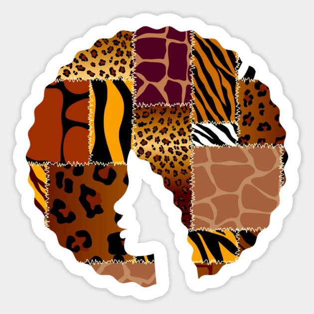 Afro Hair Woman with Animal African Pattern, Black History Magnet by logiamerch