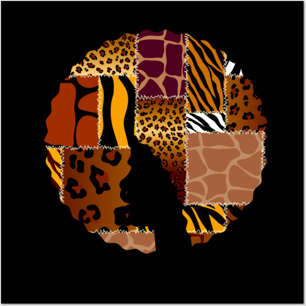 Afro Hair Woman with Animal African Pattern, Black History Wall Art by logiamerch