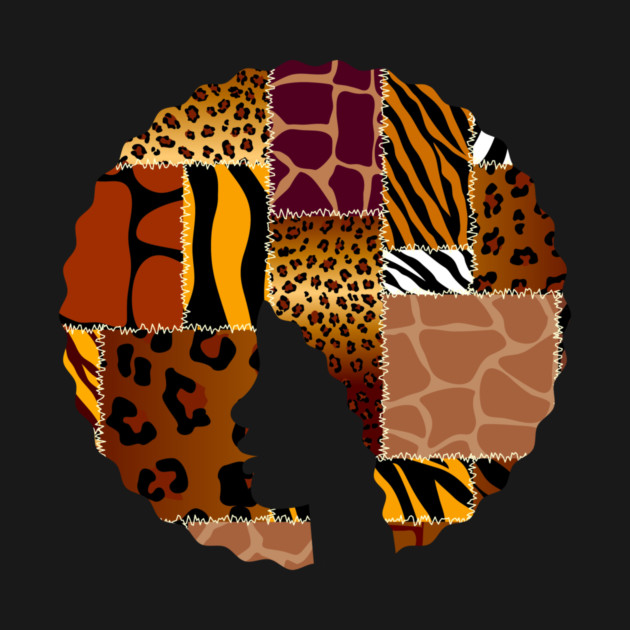 Afro Hair Woman with Animal African Pattern, Black History by logiamerch