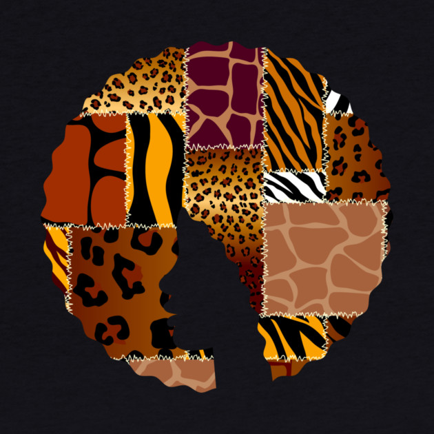 Afro Hair Woman with Animal African Pattern, Black History by logiamerch