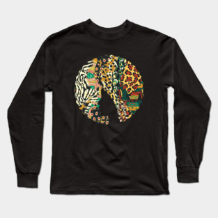 Afro Hair Woman with Animal African Pattern, Black History Long Sleeve T-Shirt