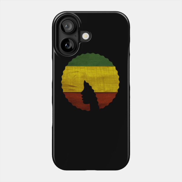 Afro Hair Woman with Rasta Colors, Black History Phone Case by logiamerch