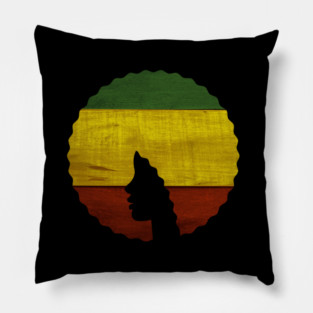 Afro Hair Woman with Rasta Colors, Black History Pillow