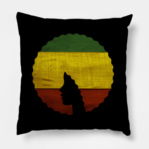 Afro Hair Woman with Rasta Colors, Black History Pillow by logiamerch