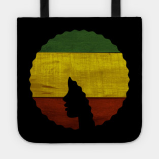 Afro Hair Woman with Rasta Colors, Black History Tote