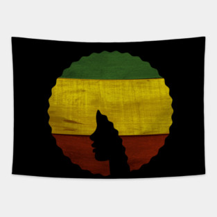 Afro Hair Woman with Rasta Colors, Black History Tapestry