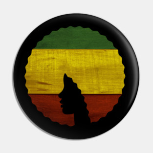 Afro Hair Woman with Rasta Colors, Black History Pin