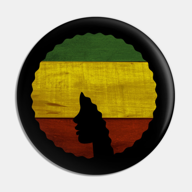 Afro Hair Woman with Rasta Colors, Black History Pin by logiamerch